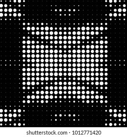 Abstract grunge grid polka dot halftone background pattern. Spotted black and white vector line illustration
