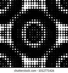 Abstract grunge grid polka dot halftone background pattern. Spotted black and white vector line illustration
