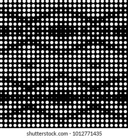 Abstract grunge grid polka dot halftone background pattern. Spotted black and white vector line illustration
