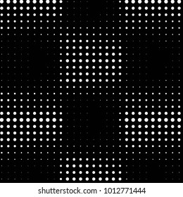 Abstract grunge grid polka dot halftone background pattern. Spotted black and white vector line illustration
