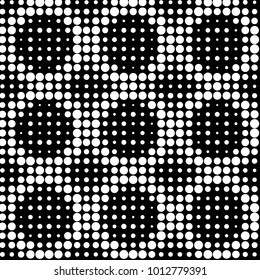 Abstract grunge grid polka dot halftone background pattern. Spotted black and white vector line illustration
