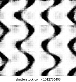 Abstract grunge grid polka dot halftone background pattern. Spotted black and white vector line illustration
