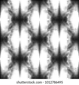 Abstract grunge grid polka dot halftone background pattern. Spotted black and white vector line illustration
