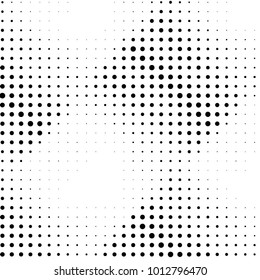 Abstract grunge grid polka dot halftone background pattern. Spotted black and white vector line illustration

