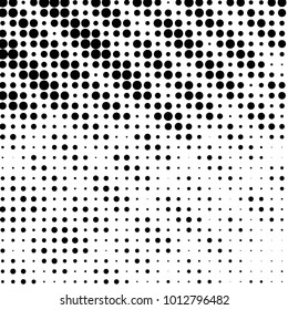 Abstract grunge grid polka dot halftone background pattern. Spotted black and white vector line illustration
