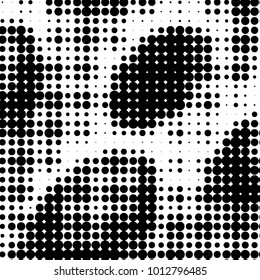 Abstract grunge grid polka dot halftone background pattern. Spotted black and white vector line illustration
