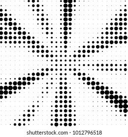 Abstract grunge grid polka dot halftone background pattern. Spotted black and white vector line illustration
