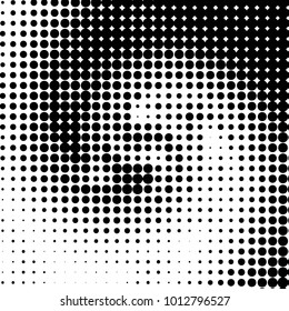 Abstract grunge grid polka dot halftone background pattern. Spotted black and white vector line illustration
