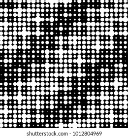 Abstract grunge grid polka dot halftone background pattern. Spotted black and white vector line illustration
