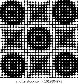 Abstract grunge grid polka dot halftone background pattern. Spotted black and white vector line illustration
