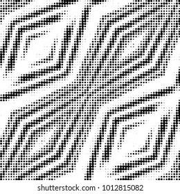Abstract grunge grid polka dot halftone background pattern. Spotted black and white vector line illustration
