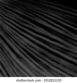 Abstract grunge grid polka dot halftone background pattern. Spotted black and white vector line illustration

