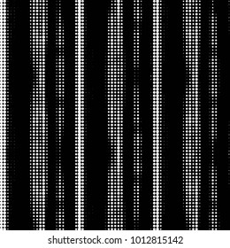 Abstract grunge grid polka dot halftone background pattern. Spotted black and white vector line illustration
