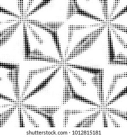 Abstract grunge grid polka dot halftone background pattern. Spotted black and white vector line illustration
