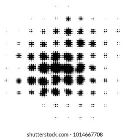 Abstract grunge grid polka dot halftone background pattern. Spotted black and white vector line illustration
