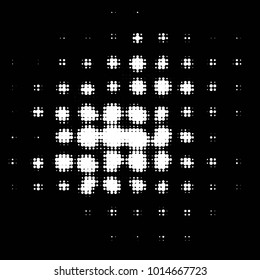 Abstract grunge grid polka dot halftone background pattern. Spotted black and white vector line illustration
