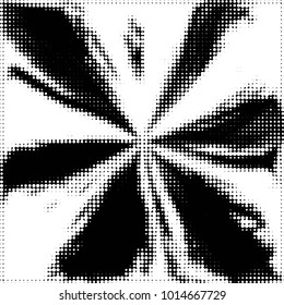 Abstract grunge grid polka dot halftone background pattern. Spotted black and white vector line illustration
