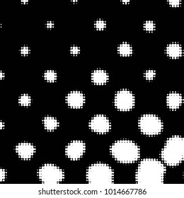Abstract grunge grid polka dot halftone background pattern. Spotted black and white vector line illustration
