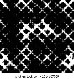 Abstract grunge grid polka dot halftone background pattern. Spotted black and white vector line illustration
