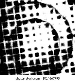 Abstract grunge grid polka dot halftone background pattern. Spotted black and white vector line illustration
