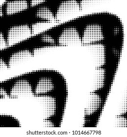 Abstract grunge grid polka dot halftone background pattern. Spotted black and white vector line illustration
