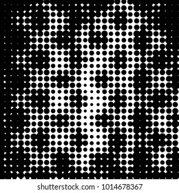Abstract grunge grid polka dot halftone background pattern. Spotted black and white vector line illustration
