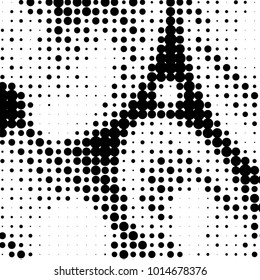 Abstract grunge grid polka dot halftone background pattern. Spotted black and white vector line illustration
