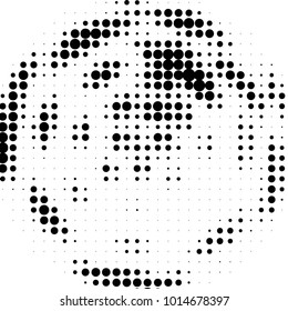 Abstract grunge grid polka dot halftone background pattern. Spotted black and white vector line illustration

