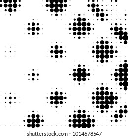 Abstract grunge grid polka dot halftone background pattern. Spotted black and white vector line illustration
