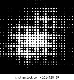 Abstract grunge grid polka dot halftone background pattern. Spotted black and white vector line illustration

