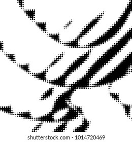 Abstract grunge grid polka dot halftone background pattern. Spotted black and white vector line illustration
