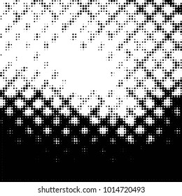 Abstract grunge grid polka dot halftone background pattern. Spotted black and white vector line illustration
