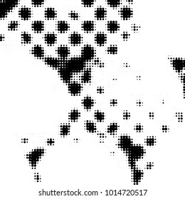 Abstract grunge grid polka dot halftone background pattern. Spotted black and white vector line illustration

