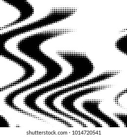 Abstract grunge grid polka dot halftone background pattern. Spotted black and white vector line illustration
