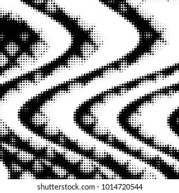 Abstract grunge grid polka dot halftone background pattern. Spotted black and white vector line illustration
