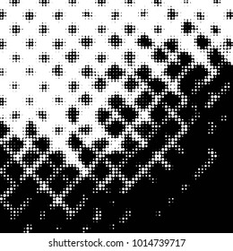 Abstract grunge grid polka dot halftone background pattern. Spotted black and white vector line illustration

