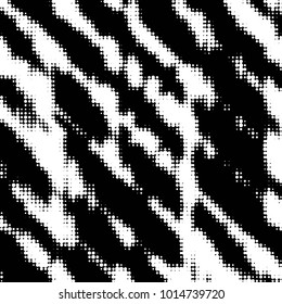 Abstract grunge grid polka dot halftone background pattern. Spotted black and white vector line illustration
