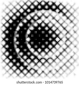Abstract grunge grid polka dot halftone background pattern. Spotted black and white vector line illustration
