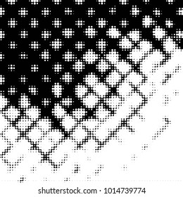 Abstract grunge grid polka dot halftone background pattern. Spotted black and white vector line illustration
