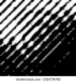 Abstract grunge grid polka dot halftone background pattern. Spotted black and white vector line illustration

