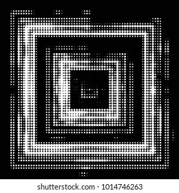 Abstract grunge grid polka dot halftone background pattern. Spotted black and white vector line illustration
