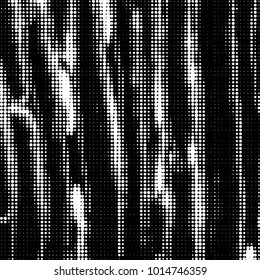 Abstract grunge grid polka dot halftone background pattern. Spotted black and white vector line illustration
