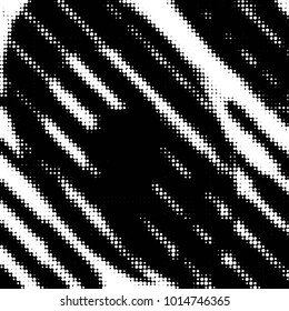 Abstract grunge grid polka dot halftone background pattern. Spotted black and white vector line illustration
