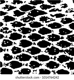 Abstract grunge grid polka dot halftone background pattern. Spotted black and white vector line illustration
