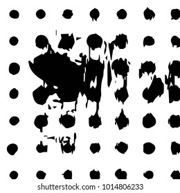 Abstract grunge grid polka dot halftone background pattern. Spotted black and white vector line illustration
