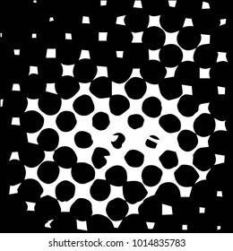 Abstract grunge grid polka dot halftone background pattern. Spotted black and white vector line illustration

