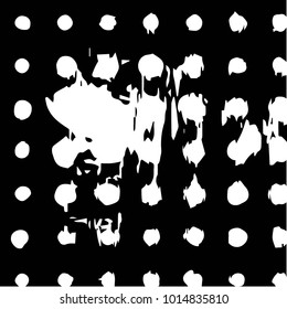 Abstract grunge grid polka dot halftone background pattern. Spotted black and white vector line illustration
