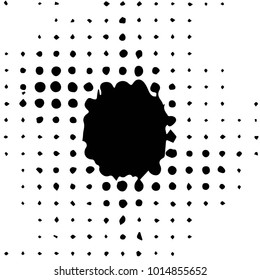Abstract grunge grid polka dot halftone background pattern. Spotted black and white vector line illustration

