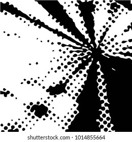 Abstract grunge grid polka dot halftone background pattern. Spotted black and white vector line illustration
