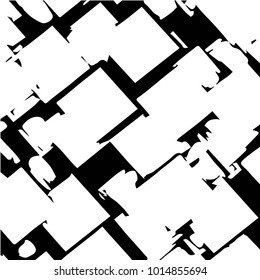 Abstract grunge grid polka dot halftone background pattern. Spotted black and white vector line illustration
